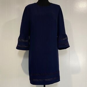 Banana Republic Shift Dress | Navy Blue Lace Bell Sleeve Long Sleeve | Size 10
